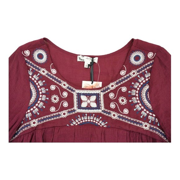 NWT About A Girl Top Womens Small Floral Sheer Lightweight‎ Tunic Blouse Coral - Picture 4 of 6